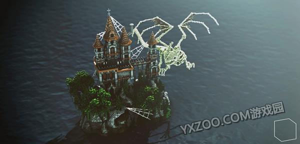 minecraft 我的世界 阴深的海上幽灵古堡建筑欣赏 还有骷髅巨龙!
